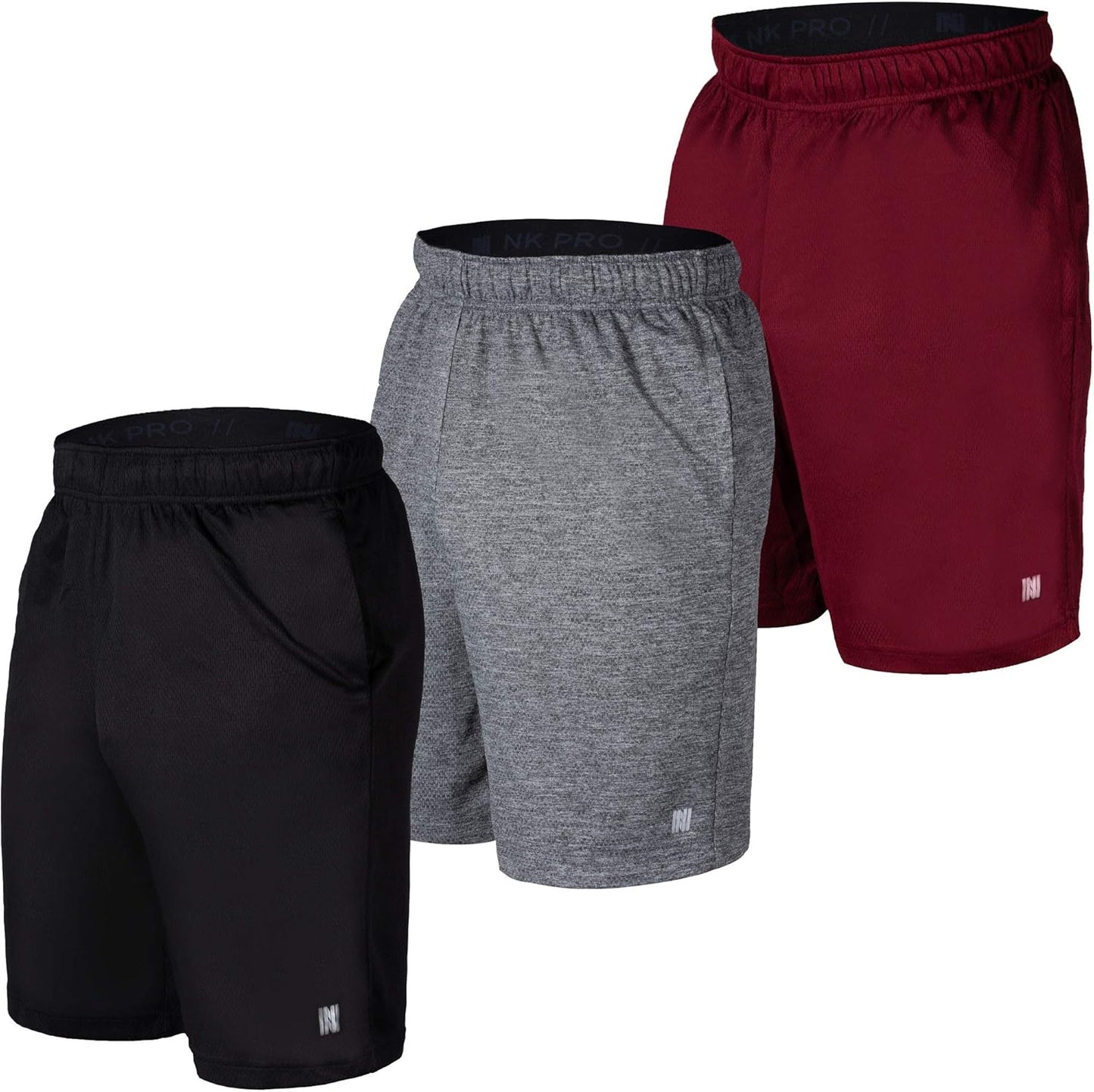 3PK Mens Athletic Shorts, Mens Mesh Shorts for Basketball, Running, Gym