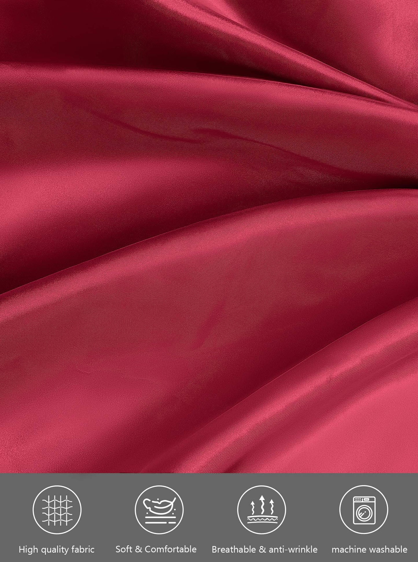 Sexy Lingerie, Silk Satin Pajamas for Women, Womens Summer Pajamas Pjs Sets of 4 Pcs with Floral Lace Top Shorts and Robe, Gift for Women, Burgundy, XXL