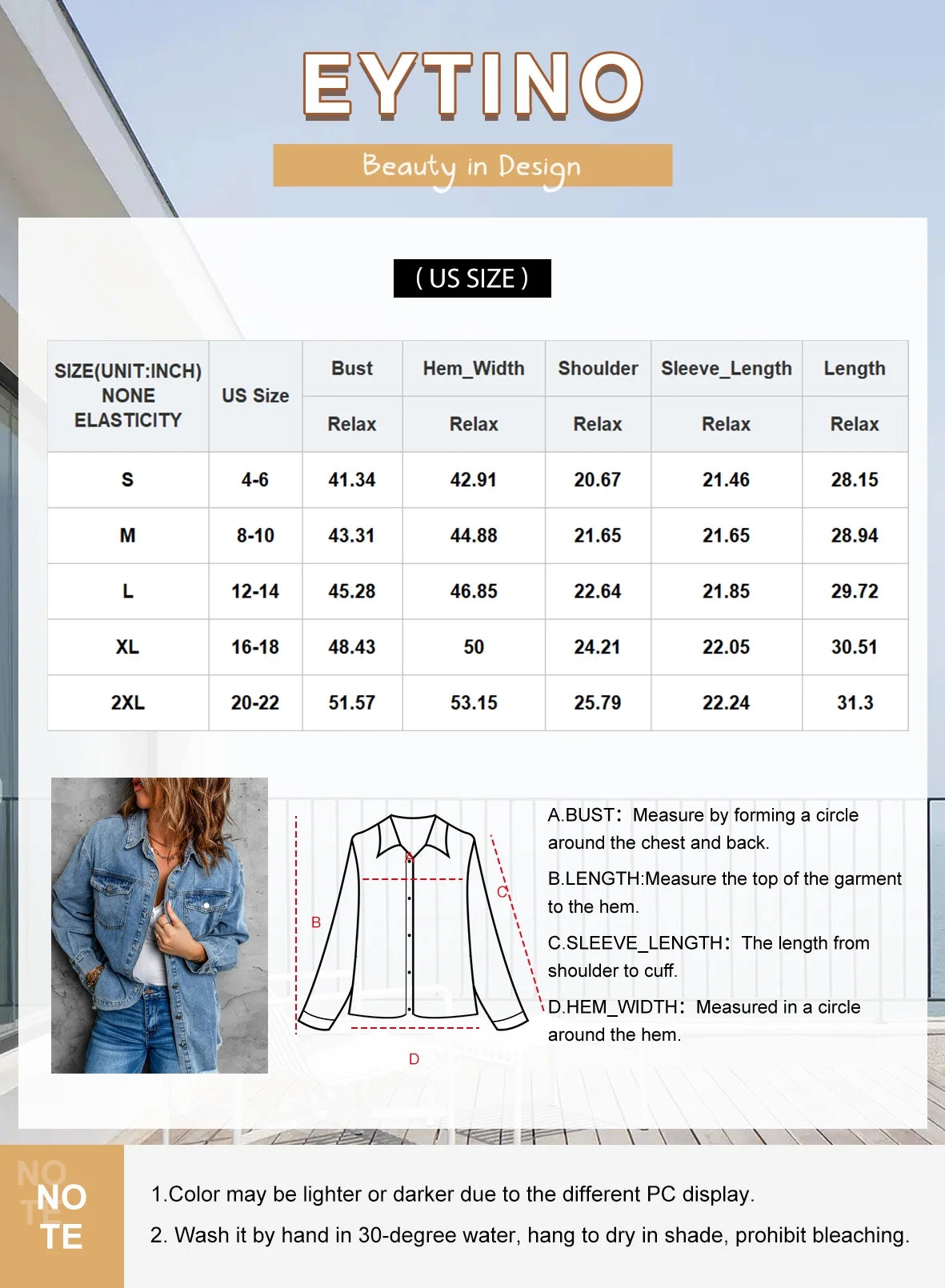 Denim Jacket for Women Long Sleeve Boyfriend Jean Jacket Loose Coat White XL Female