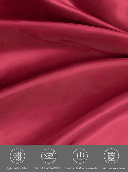 Sexy Lingerie,  Silk Satin Pajamas for Women, Womens Summer Pajamas Pjs Sets of 4 Pcs with Floral Lace Top Shorts and Robe, Gift for Women, Burgundy, XXL